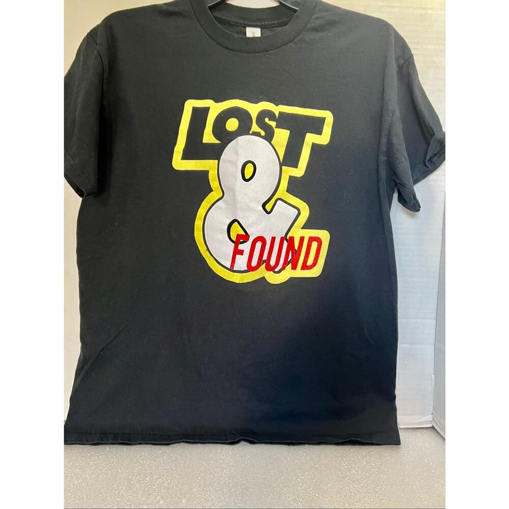 Women’s Size Med Gildan T-Shirt.  Black with “Lost & Found” Graphic. B11 - Picture 2 of 5